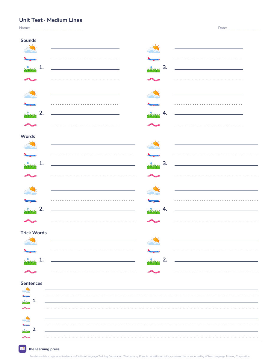Preview page 1 of Fundations Aligned Unit Test Paper · Sounds, Words, Trick Words & Sentences