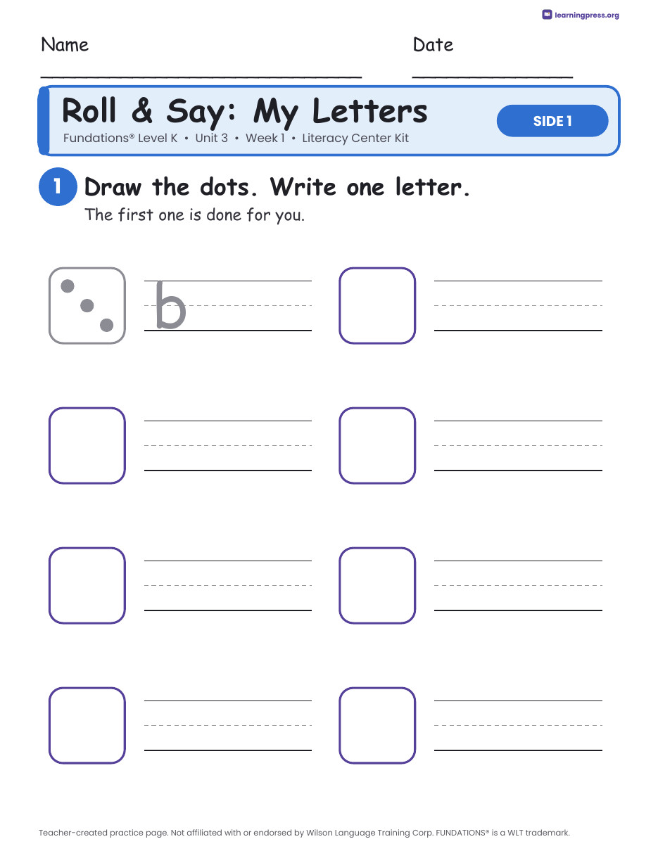 Preview page 1 of Fundations Level K Unit 3 Literacy Center Kits Bundle (6 Weeks)