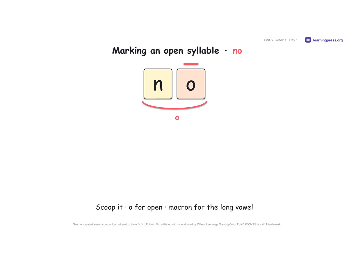Preview page 1 of Fundations Level 3 Unit 6 Lesson Slides – 3rd Edition Aligned