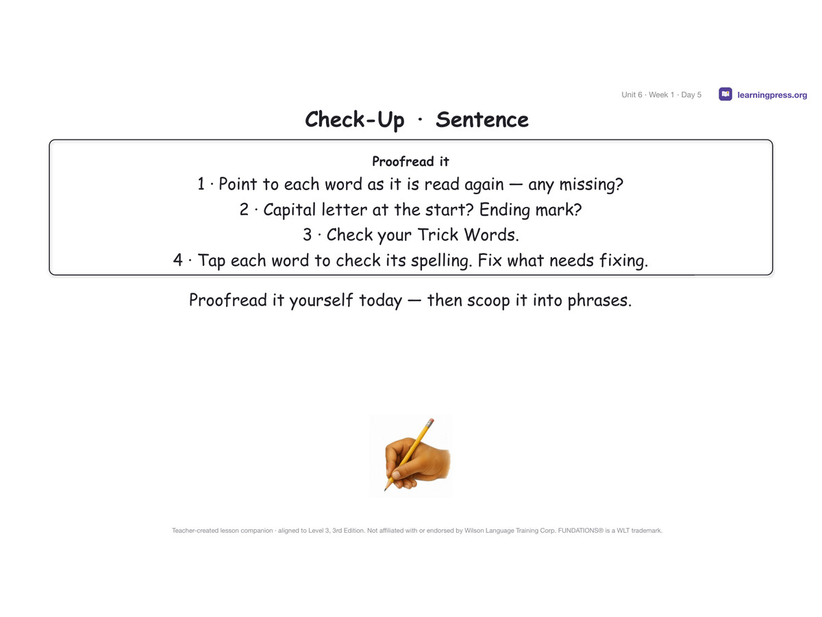 Preview page 2 of Fundations Level 3 Unit 6 Lesson Slides – 3rd Edition Aligned