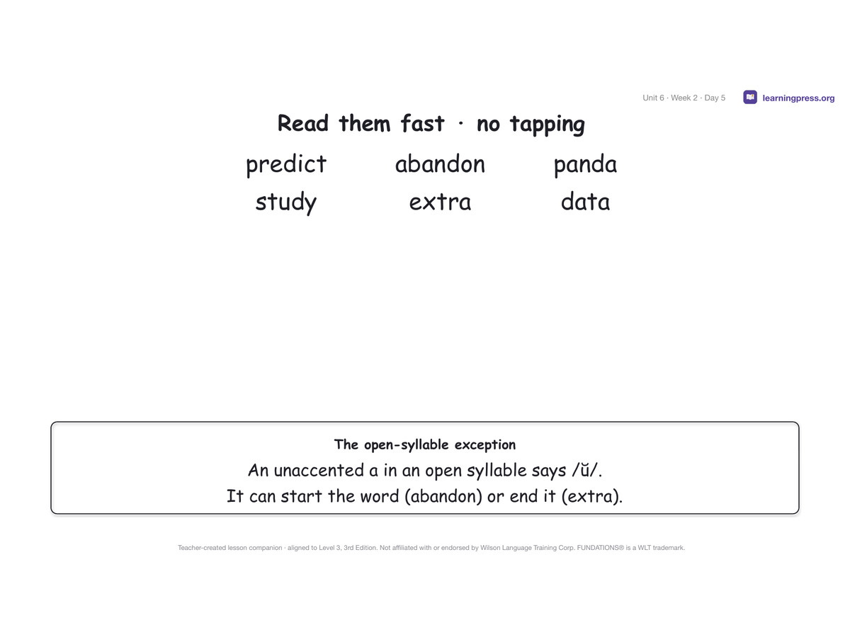 Preview page 3 of Fundations Level 3 Unit 6 Lesson Slides – 3rd Edition Aligned