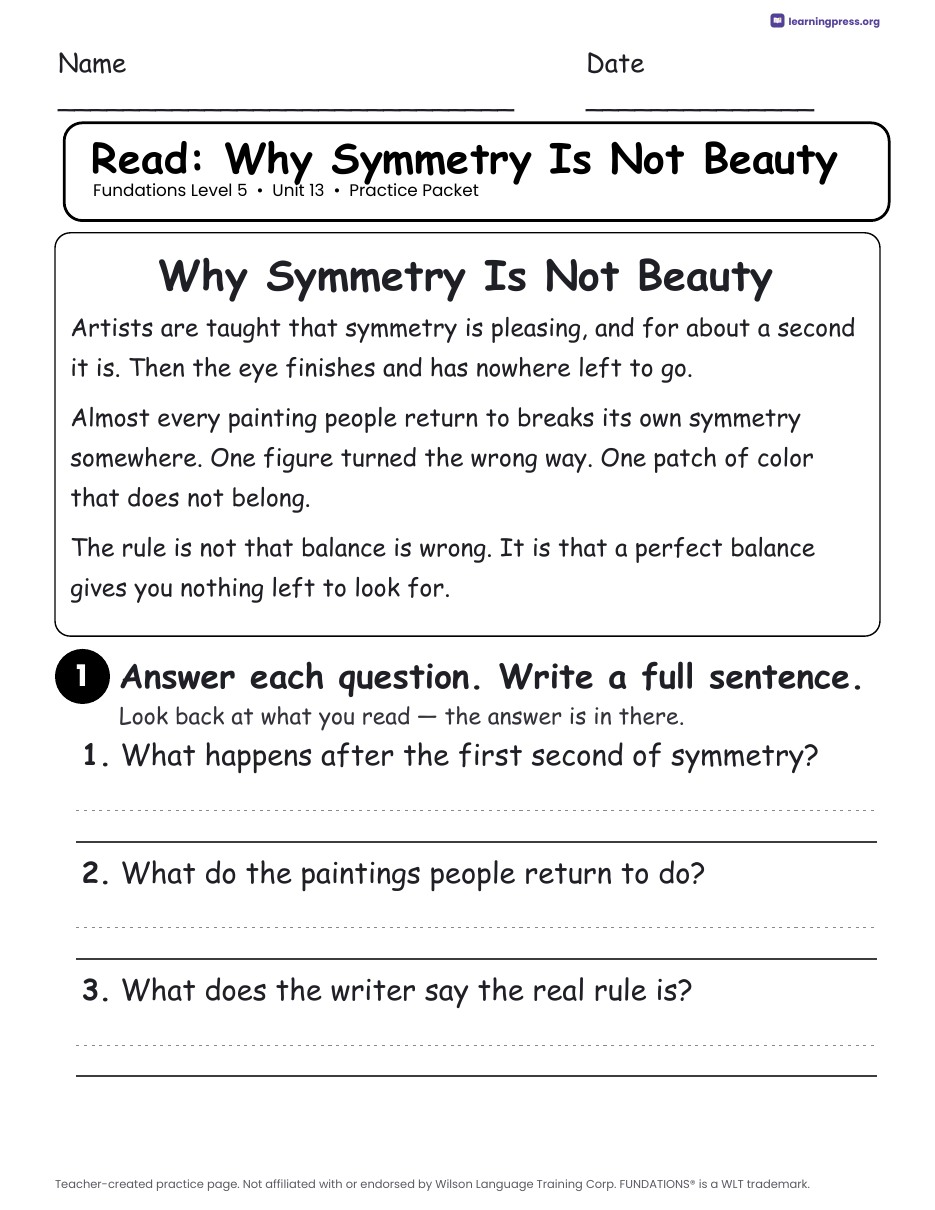 Preview page 3 of Fundations Level 5 Unit 13 Practice Packet