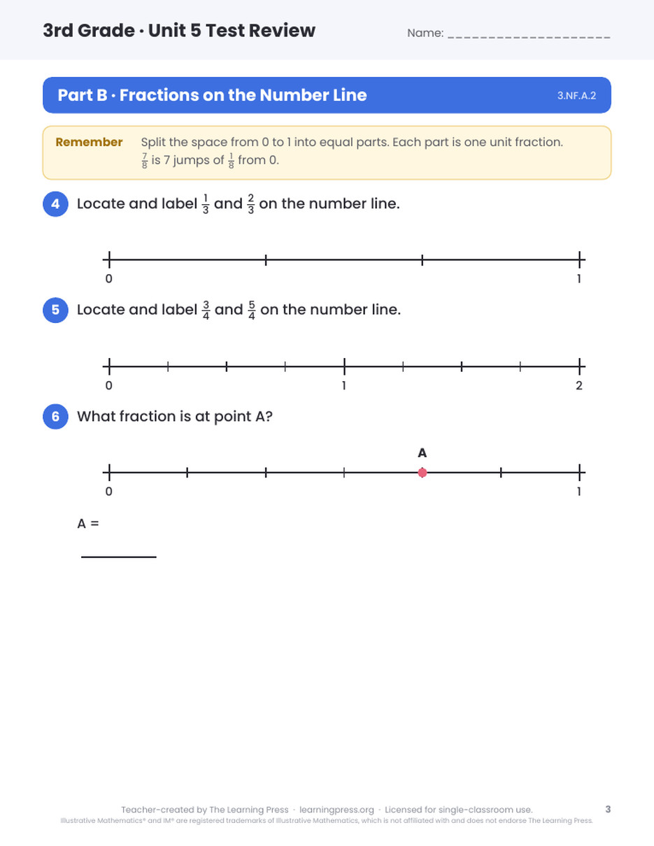 Preview page 2 of Illustrative Math (IM®) Aligned 3rd Grade Unit 5 Test Review