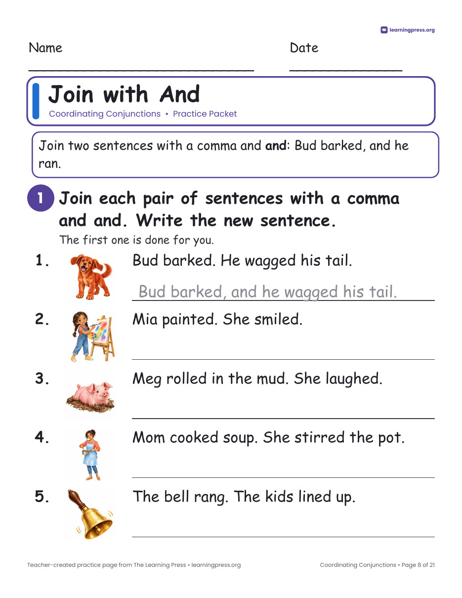 Preview page 3 of Coordinating Conjunctions (FANBOYS) Worksheets, Posters & Slides