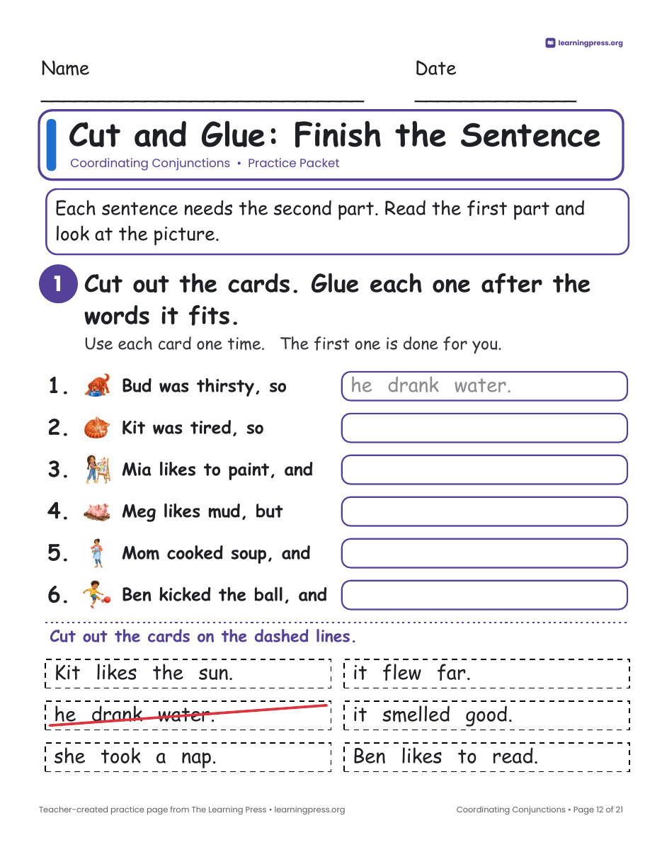 Preview page 4 of Coordinating Conjunctions (FANBOYS) Worksheets, Posters & Slides