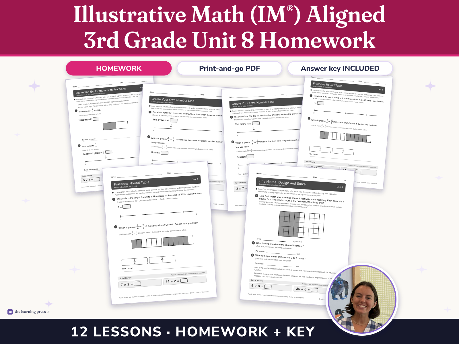 Preview page 1 of Illustrative Math (IM®) Aligned 3rd Grade Unit 8 Homework: Putting It All Together