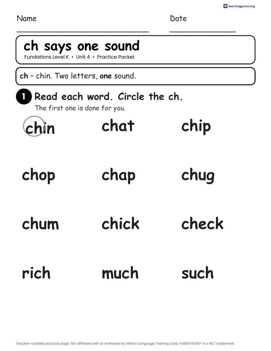 Preview page 3 of Fundations Level K Unit 4 Worksheets