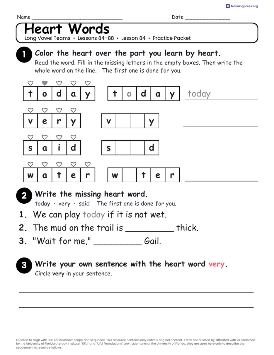 Preview page 3 of Long Vowel Teams Unit Bundle · Lessons 84–88
