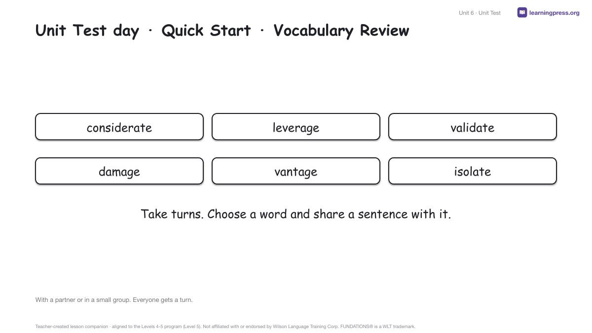 Preview page 4 of Fundations Level 5 Unit 6 Lesson Slides