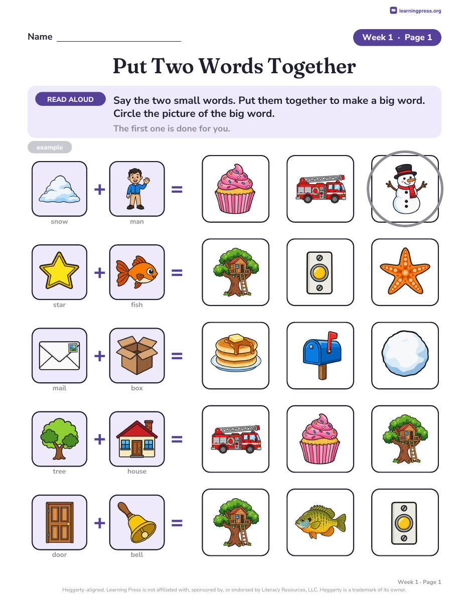 Preview page 3 of Heggerty-Aligned Kindergarten Phonemic Awareness Bundle | Cards + Practice Pages