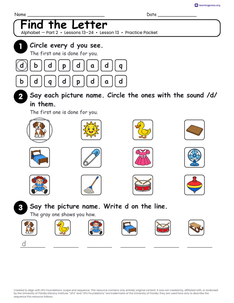 Preview page 2 of Alphabet — Part 2 Unit Bundle · Lessons 13–24