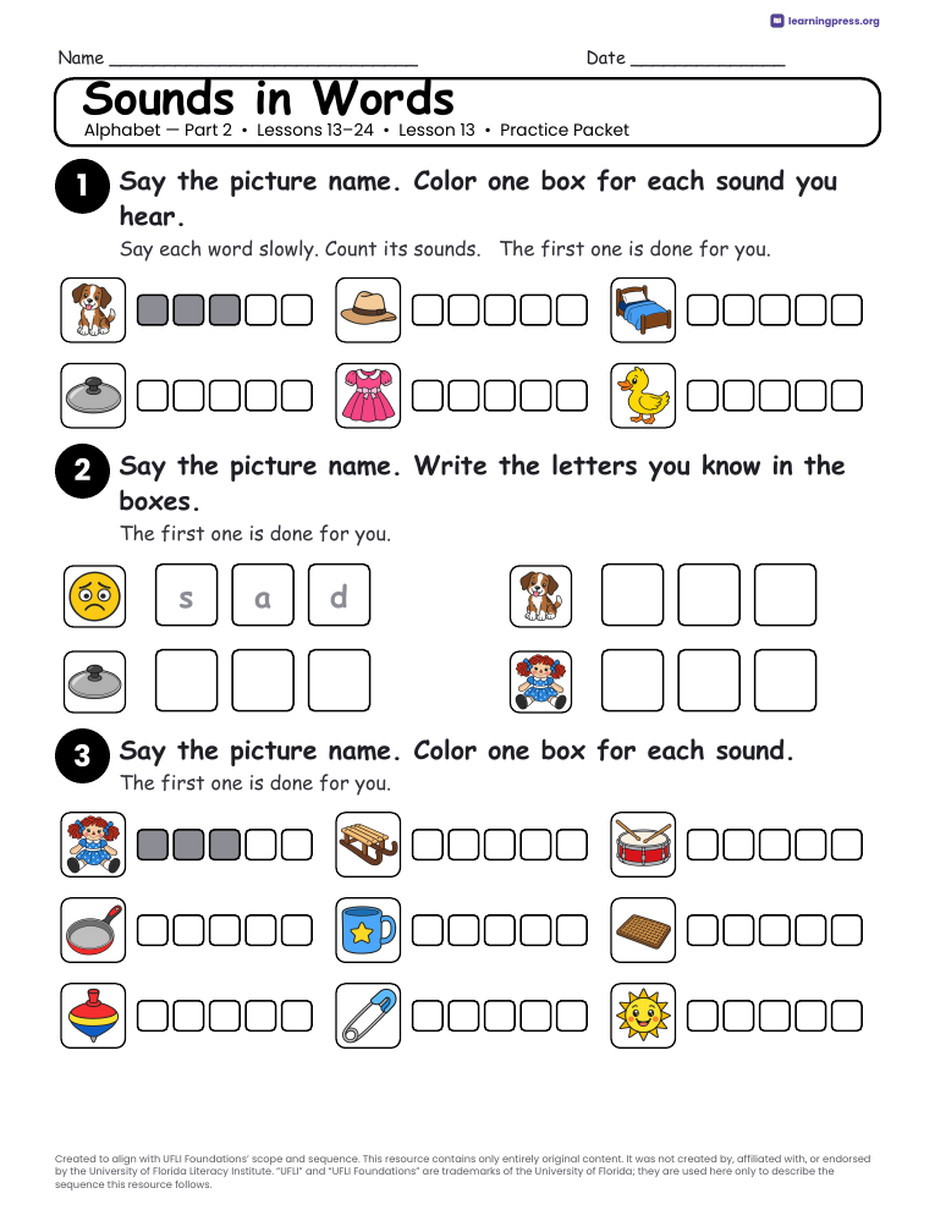 Preview page 3 of Alphabet — Part 2 Unit Bundle · Lessons 13–24