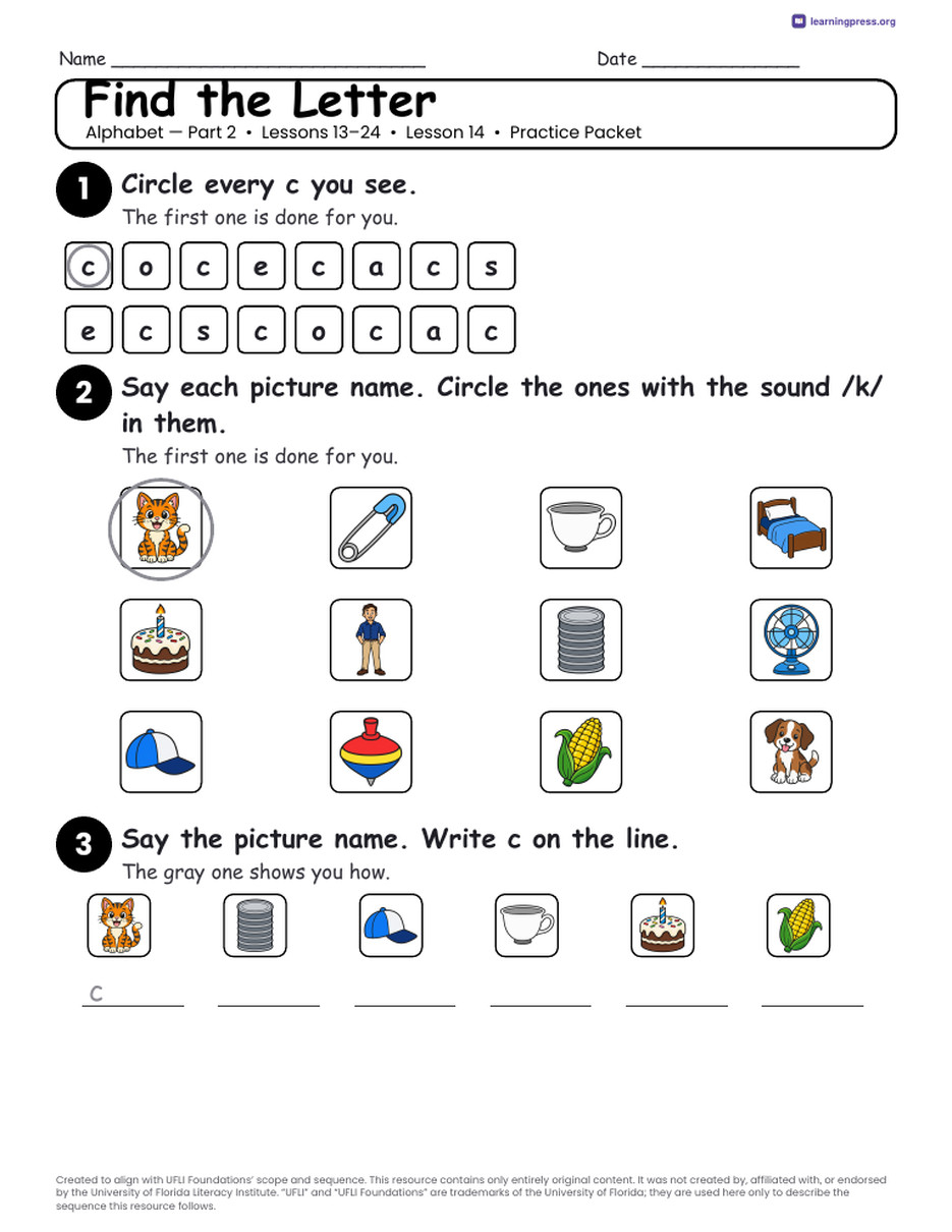 Preview page 4 of Alphabet — Part 2 Unit Bundle · Lessons 13–24