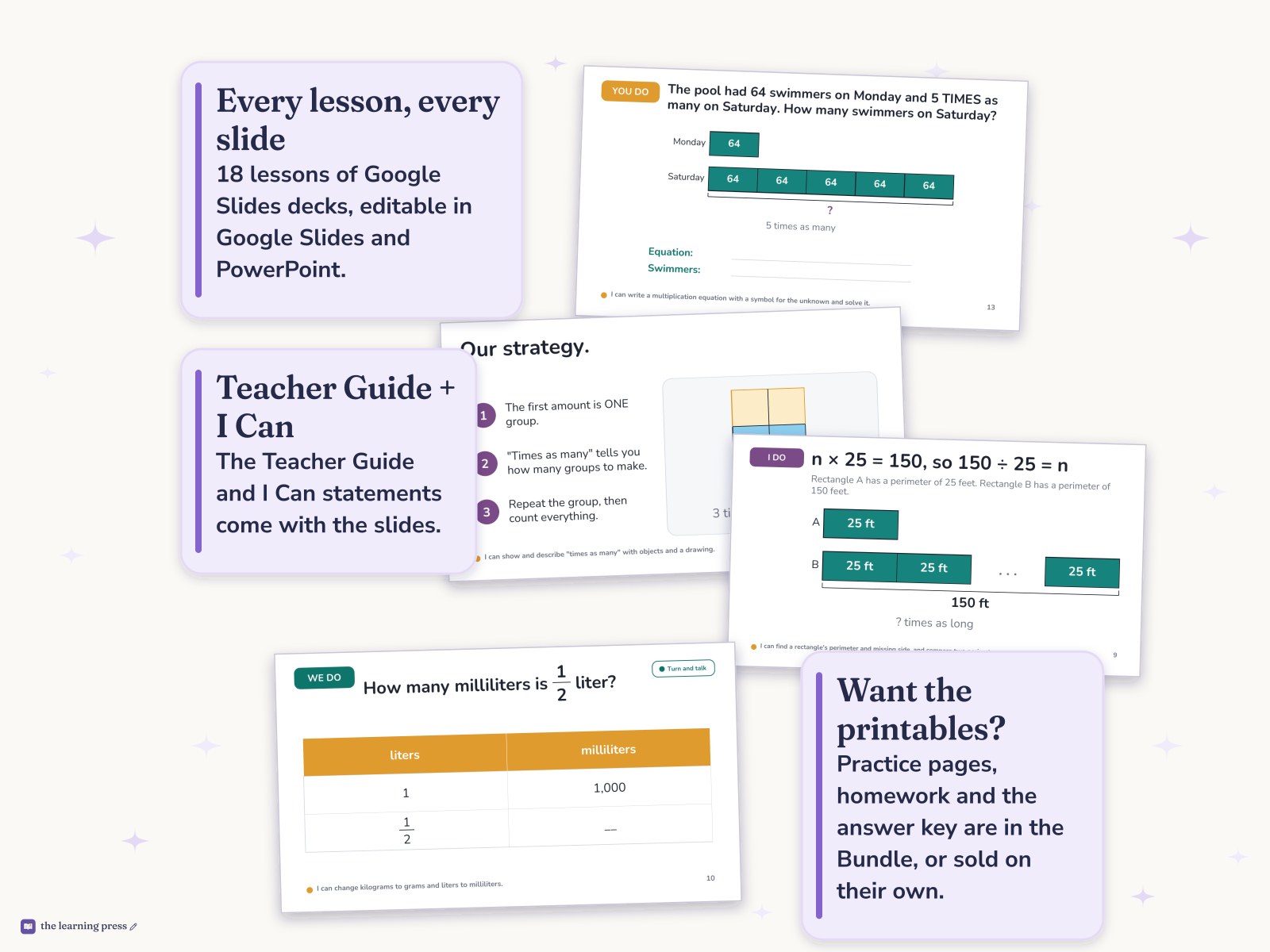 Preview page 4 of Illustrative Math (IM®) Aligned 4th Grade Unit 5 Slides: Multiplicative Comparison and Measurement