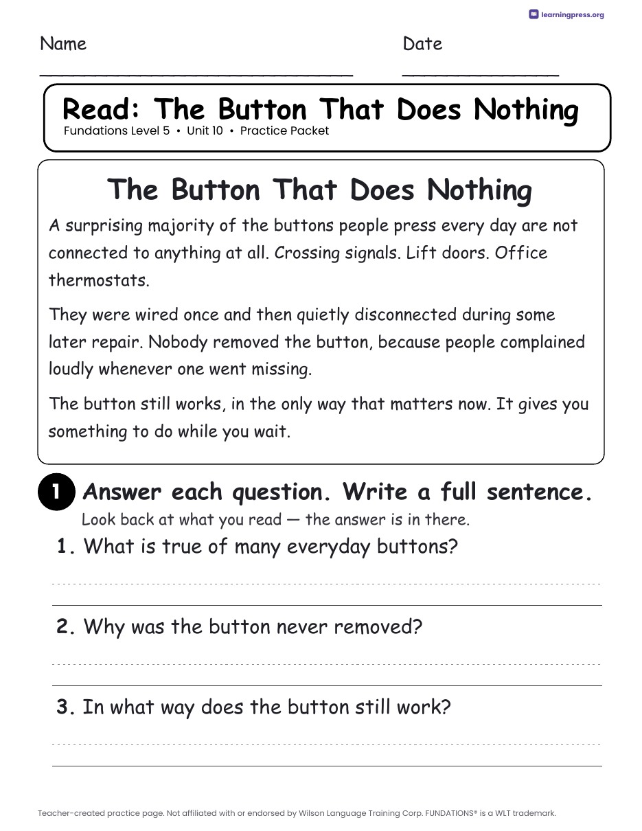 Preview page 3 of Fundations Level 5 Unit 10 Practice Packet