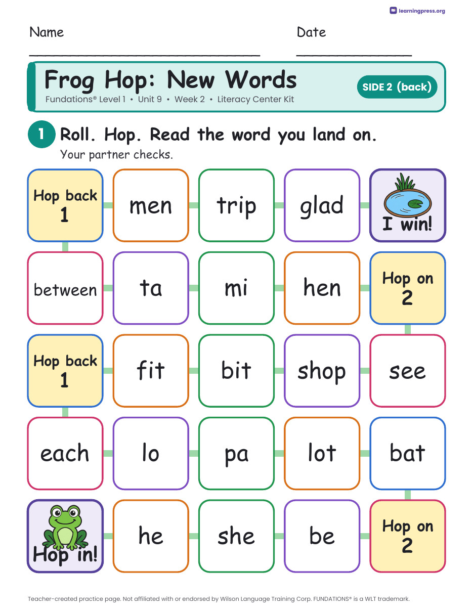 Preview page 4 of Fundations Level 1 Unit 9 Literacy Center Kits Bundle (2 Weeks)