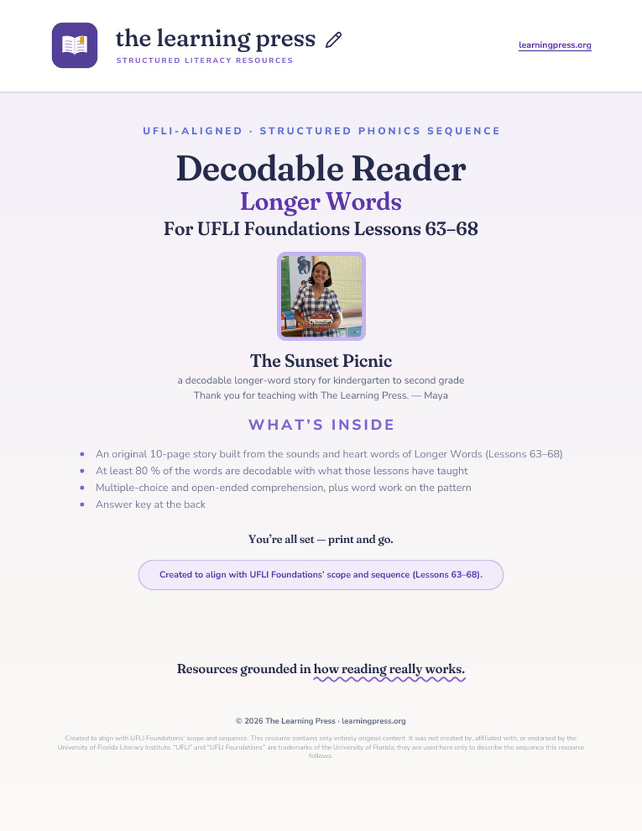 Preview page 1 of UFLI-Aligned Decodable Reader · Lessons 63–68