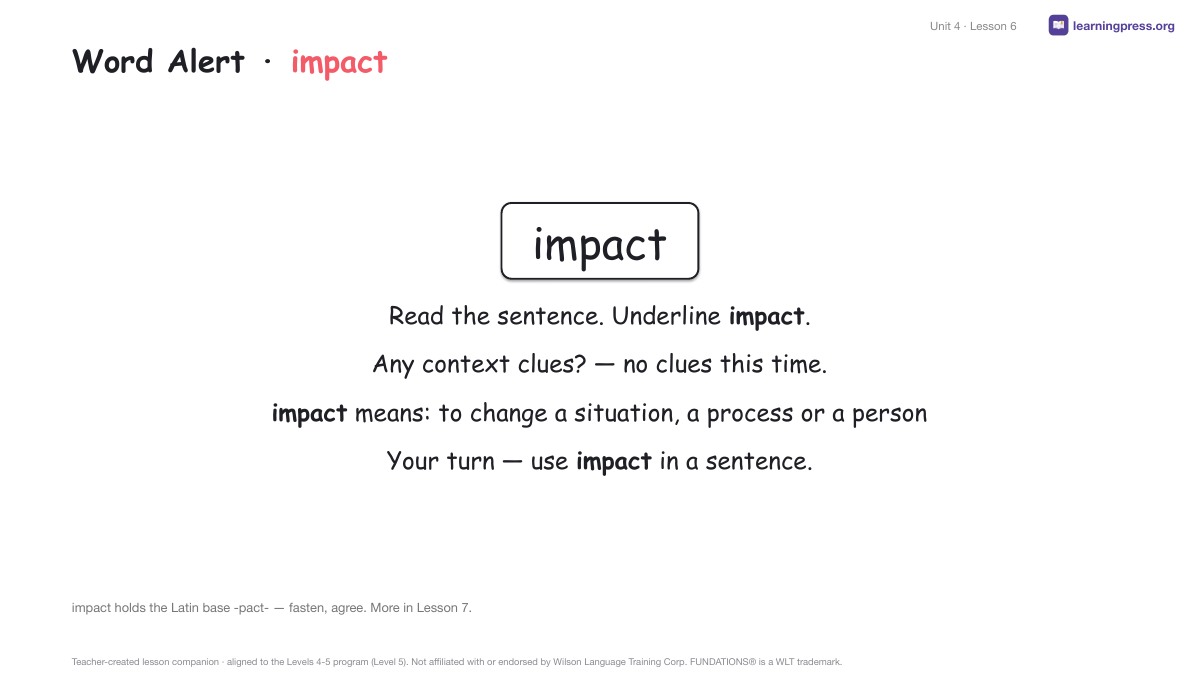 Preview page 3 of Fundations Level 5 Unit 4 Lesson Slides