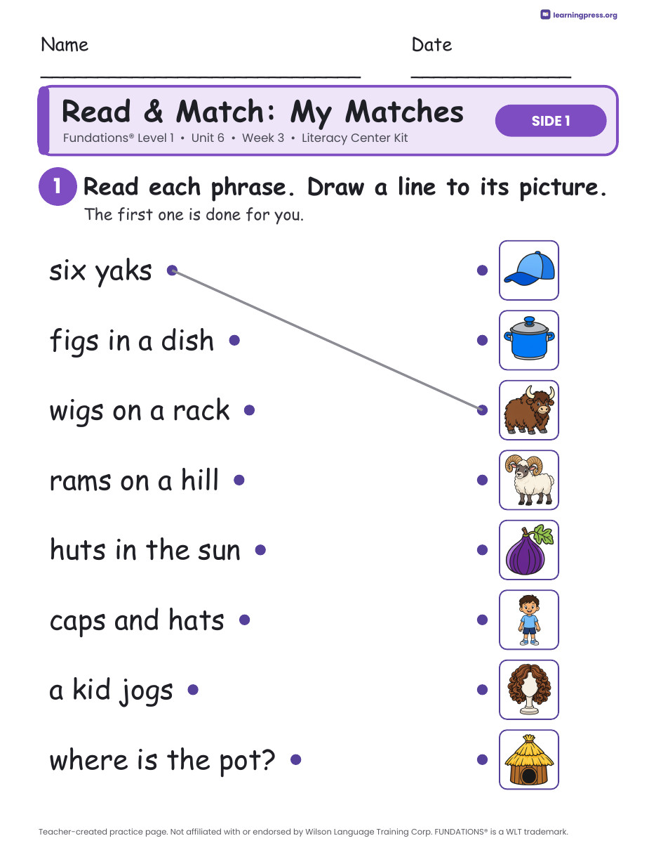 Preview page 3 of Fundations Level 1 Unit 6 Week 3 Literacy Center Kit