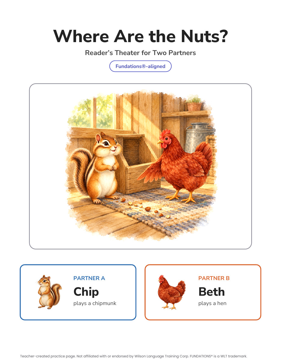 Preview page 1 of Fundations-Aligned Partner Reader's Theater · Level 1 Unit 6