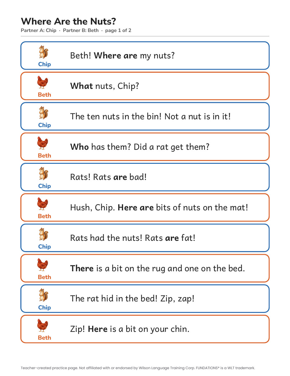 Preview page 2 of Fundations-Aligned Partner Reader's Theater · Level 1 Unit 6