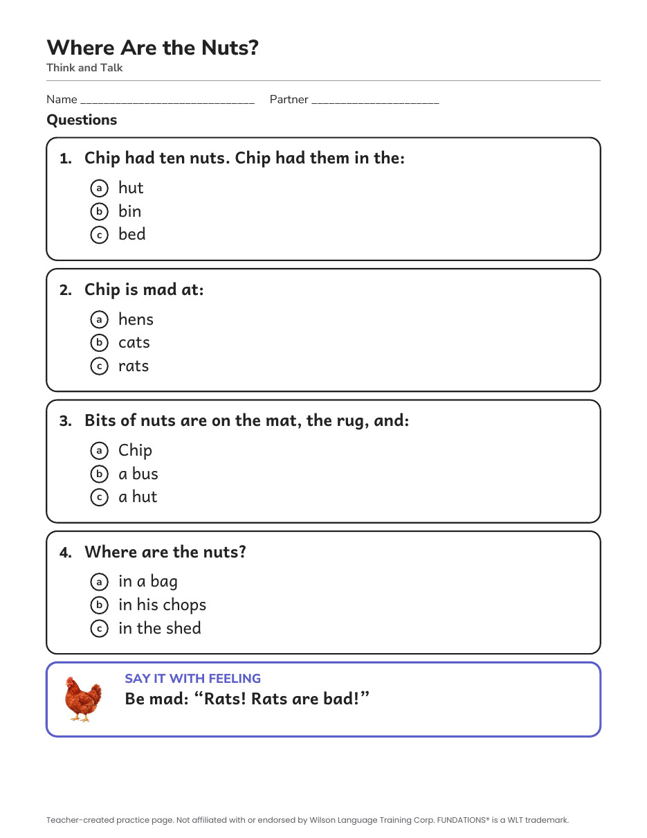 Preview page 3 of Fundations-Aligned Partner Reader's Theater · Level 1 Unit 6