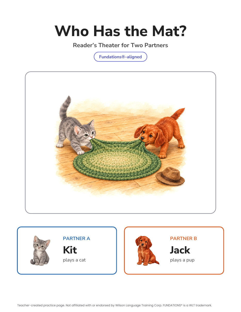 Preview page 4 of Fundations-Aligned Partner Reader's Theater · Level 1 Unit 6