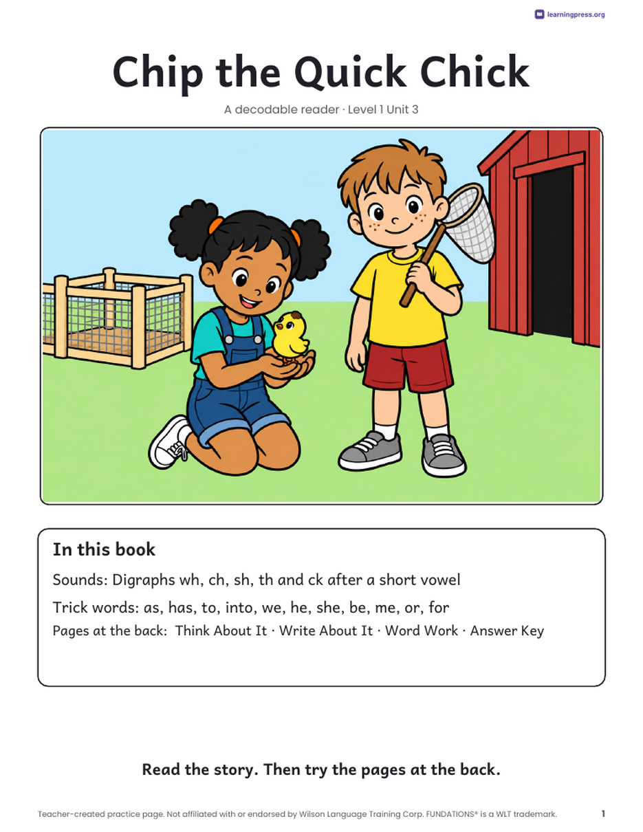 Preview page 2 of Fundations®-Aligned Decodable Reader · Level 1 Unit 3