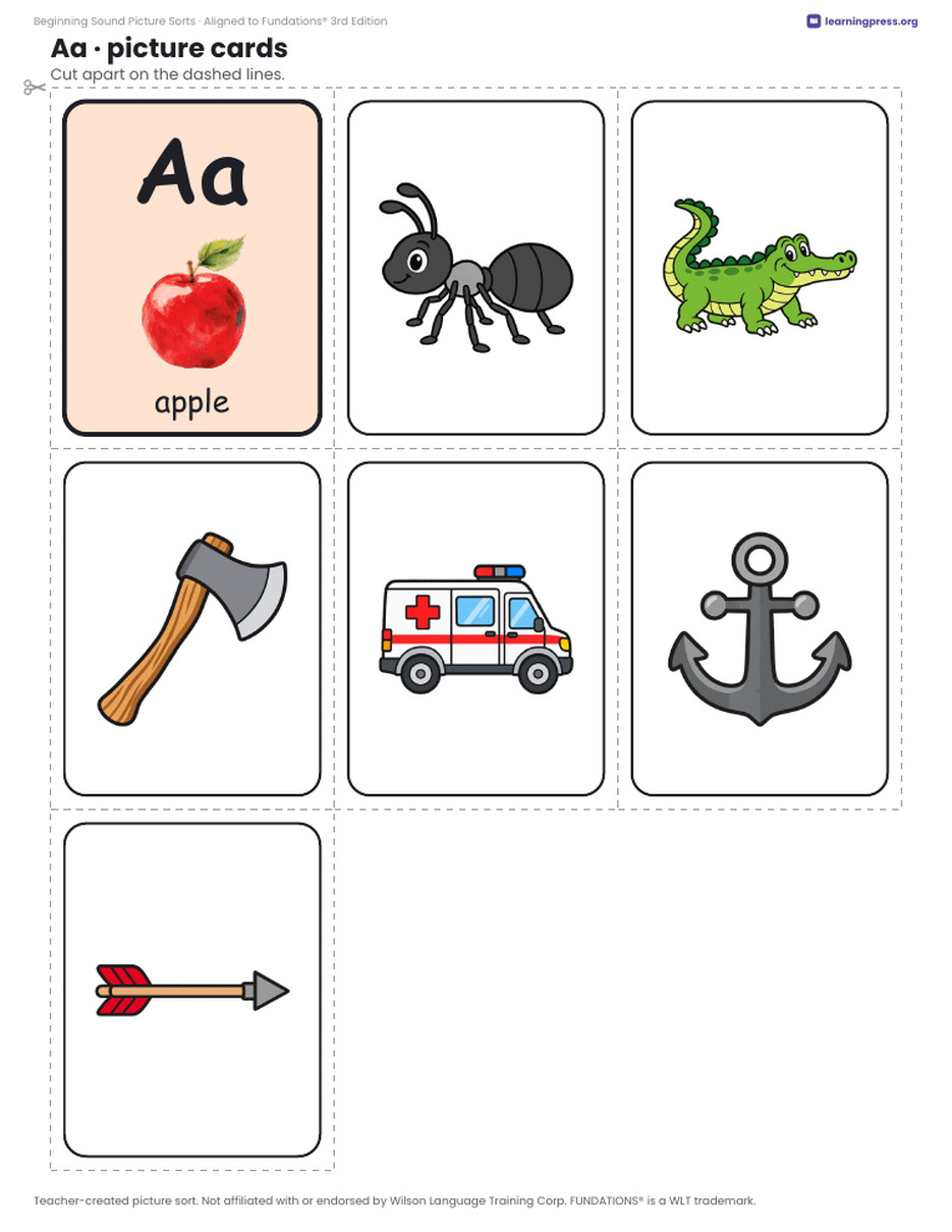 Preview page 3 of Beginning Sound Picture Sorts · Aligned to Fundations® 3rd Edition