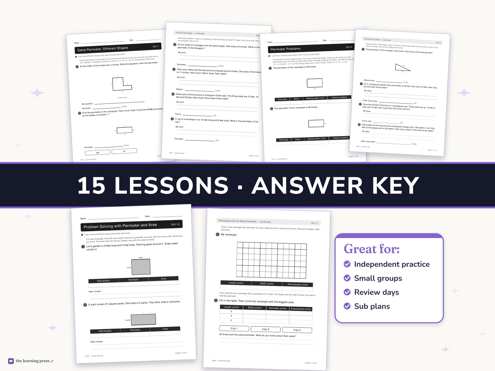 Preview page 3 of Illustrative Math (IM®) Aligned 3rd Grade Unit 7 Worksheets: Two-dimensional Shapes and Perimeter