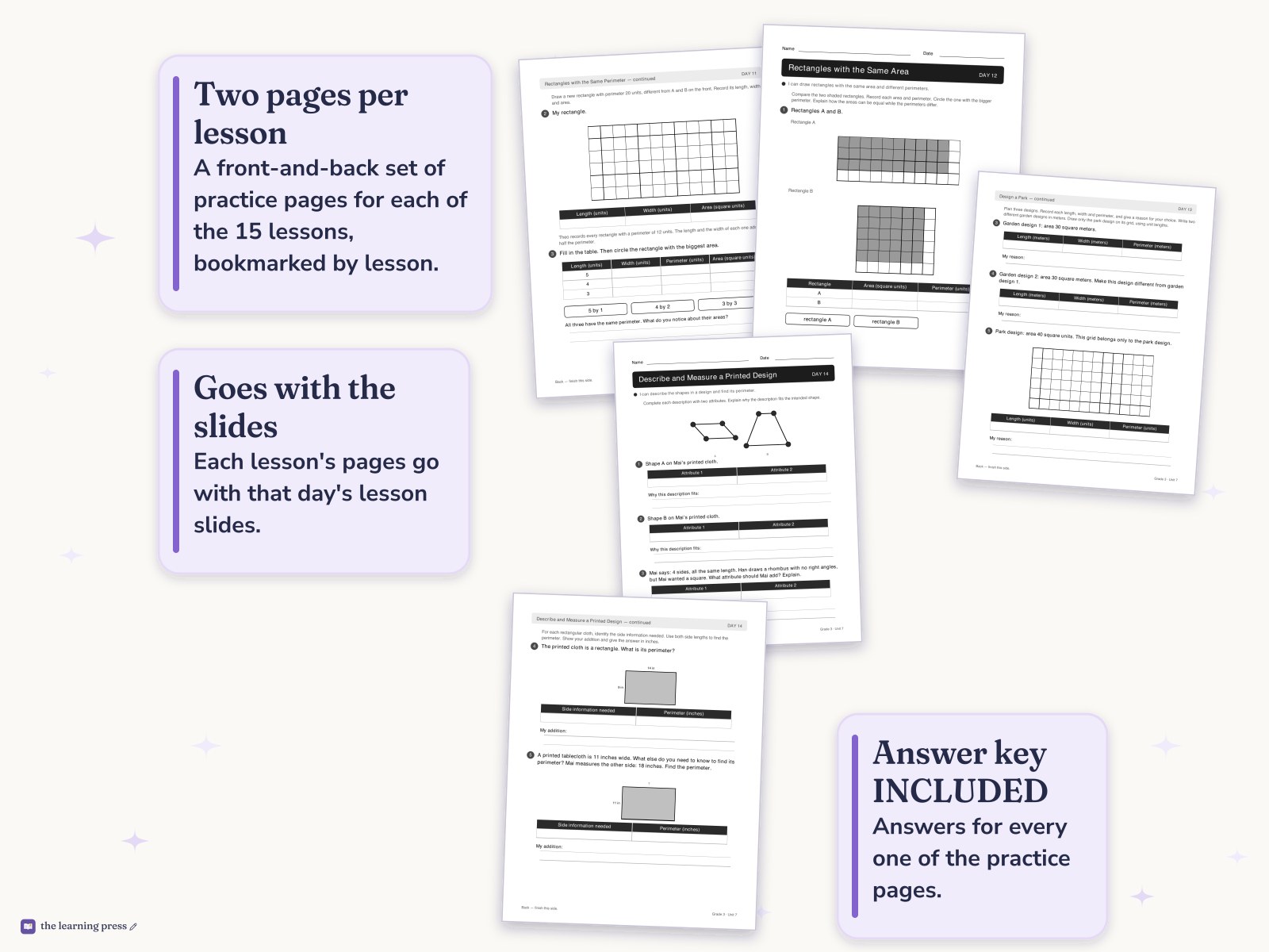 Preview page 4 of Illustrative Math (IM®) Aligned 3rd Grade Unit 7 Worksheets: Two-dimensional Shapes and Perimeter