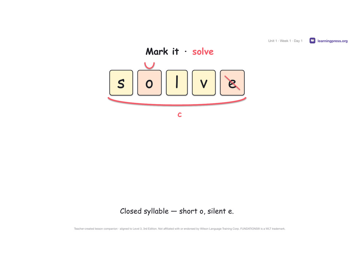 Preview page 3 of Free Fundations Level 3 Unit 1 Lesson Slides Sample – 3rd Edition Aligned
