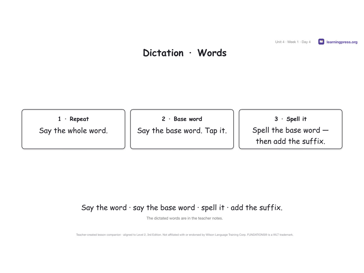 Preview page 2 of Fundations Level 2 Unit 4 Lesson Slides – 3rd Edition Aligned