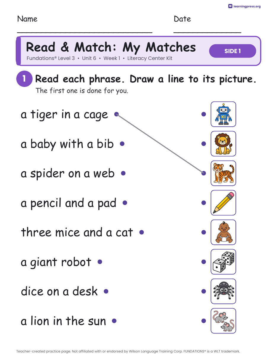 Preview page 3 of Fundations Level 3 Unit 6 Week 1 Literacy Center Kit