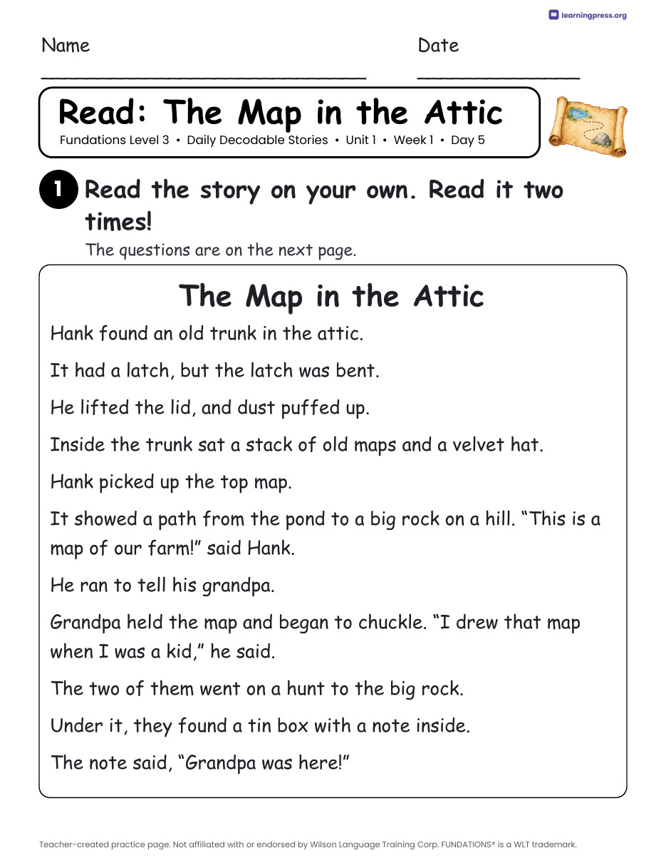 Preview page 3 of Fundations Level 3 Unit 1 Daily Decodable Stories