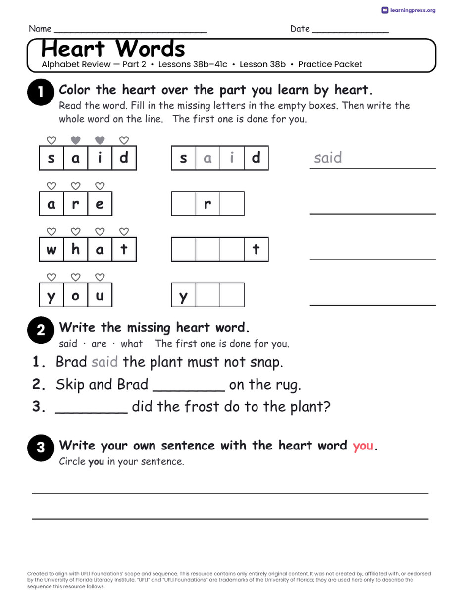 Preview page 3 of Alphabet Review — Part 2 Unit Bundle · Lessons 38b–41c