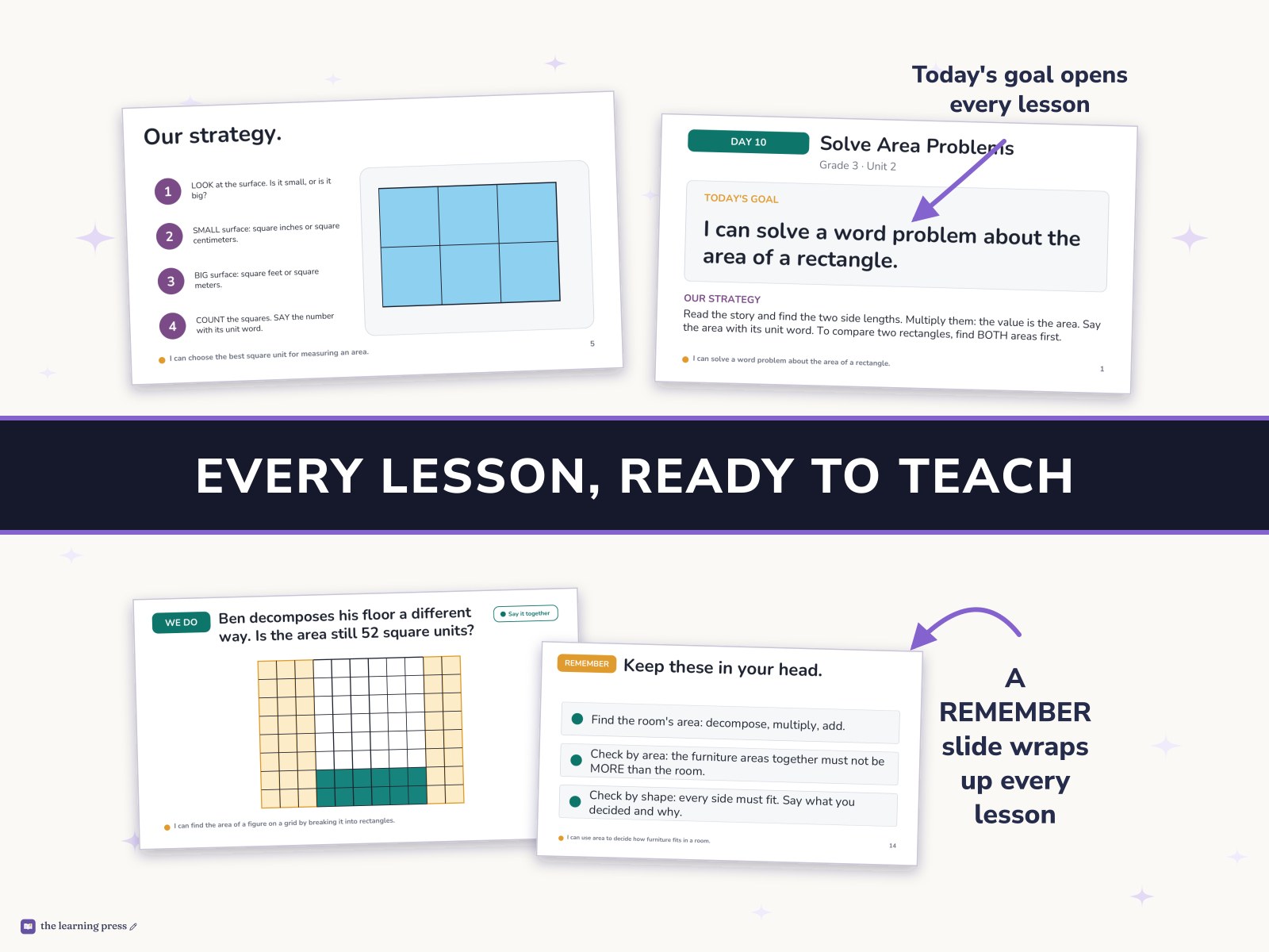 Preview page 3 of Illustrative Math (IM®) Aligned 3rd Grade Unit 2 Slides: Area and Multiplication
