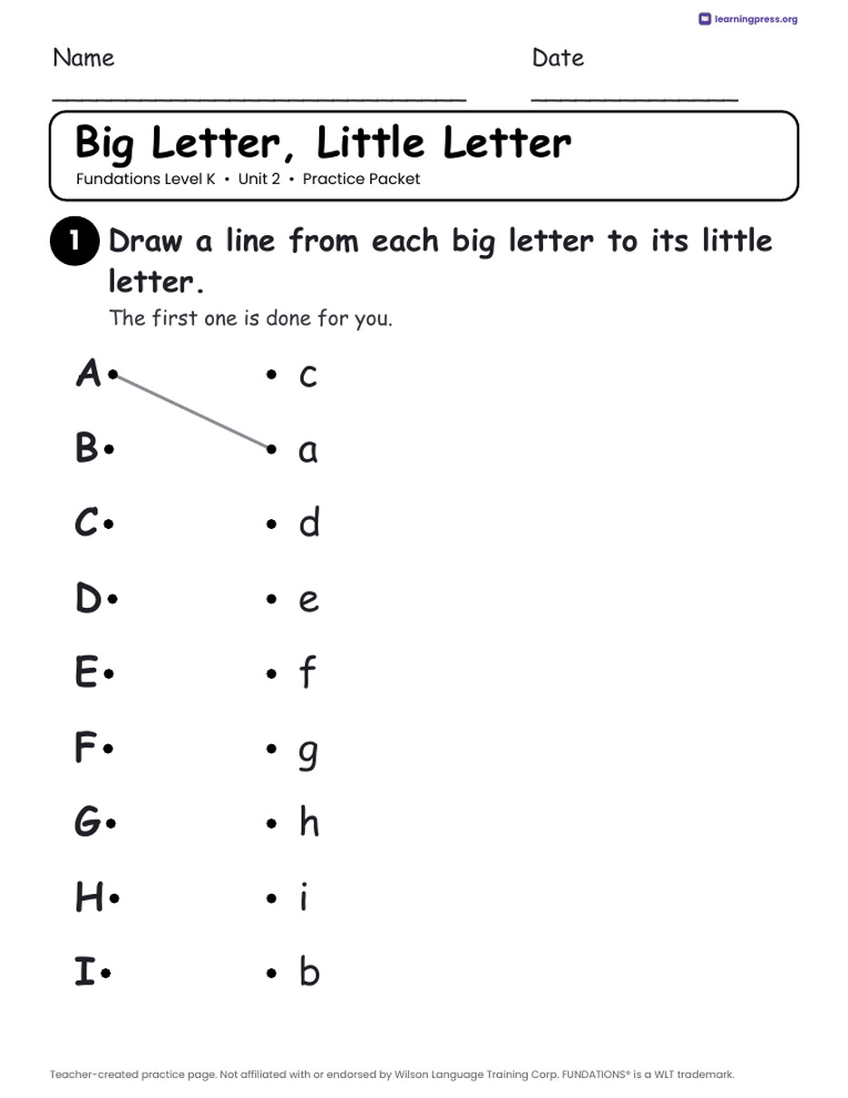 Preview page 2 of Fundations Level K Unit 2 Practice Packet