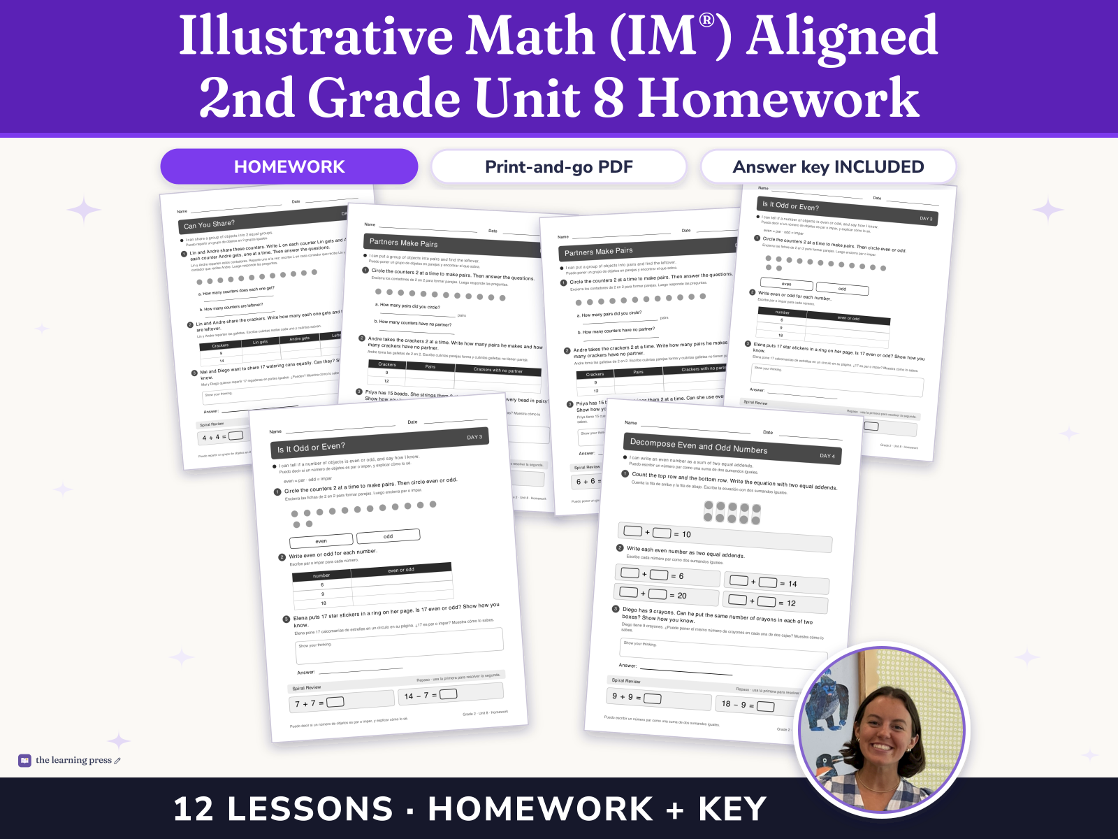 Preview page 1 of Illustrative Math (IM®) Aligned 2nd Grade Unit 8 Homework: Equal Groups