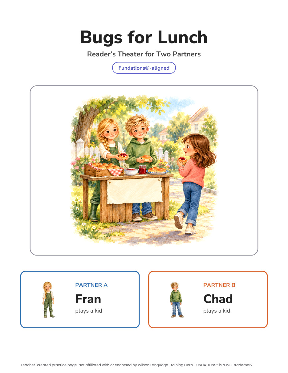 Preview page 1 of Fundations-Aligned Partner Reader's Theater · Level 1 Unit 13