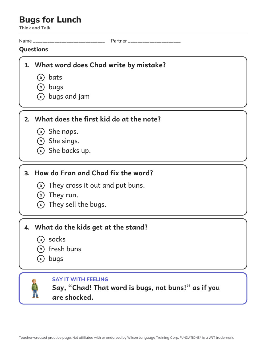 Preview page 3 of Fundations-Aligned Partner Reader's Theater · Level 1 Unit 13