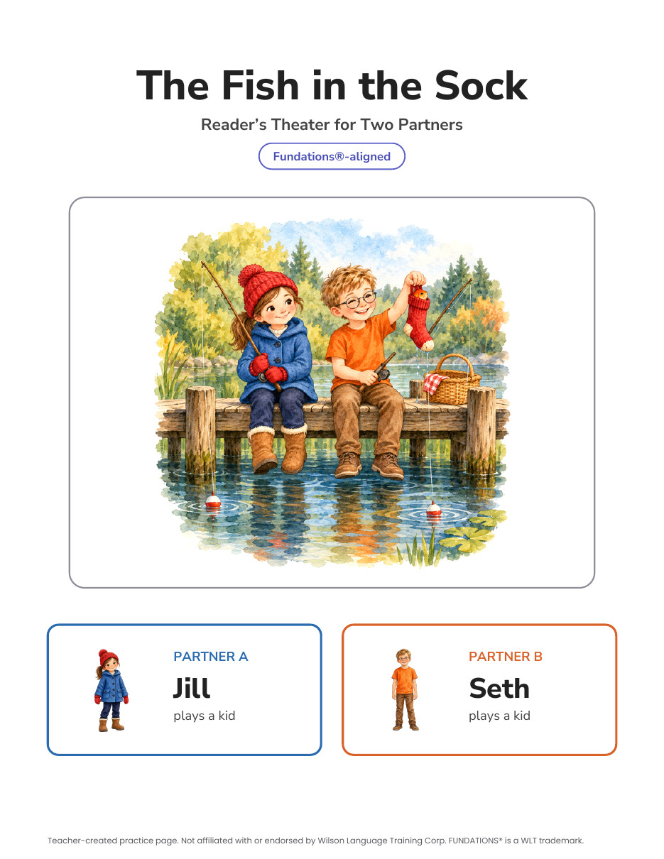 Preview page 4 of Fundations-Aligned Partner Reader's Theater · Level 1 Unit 13
