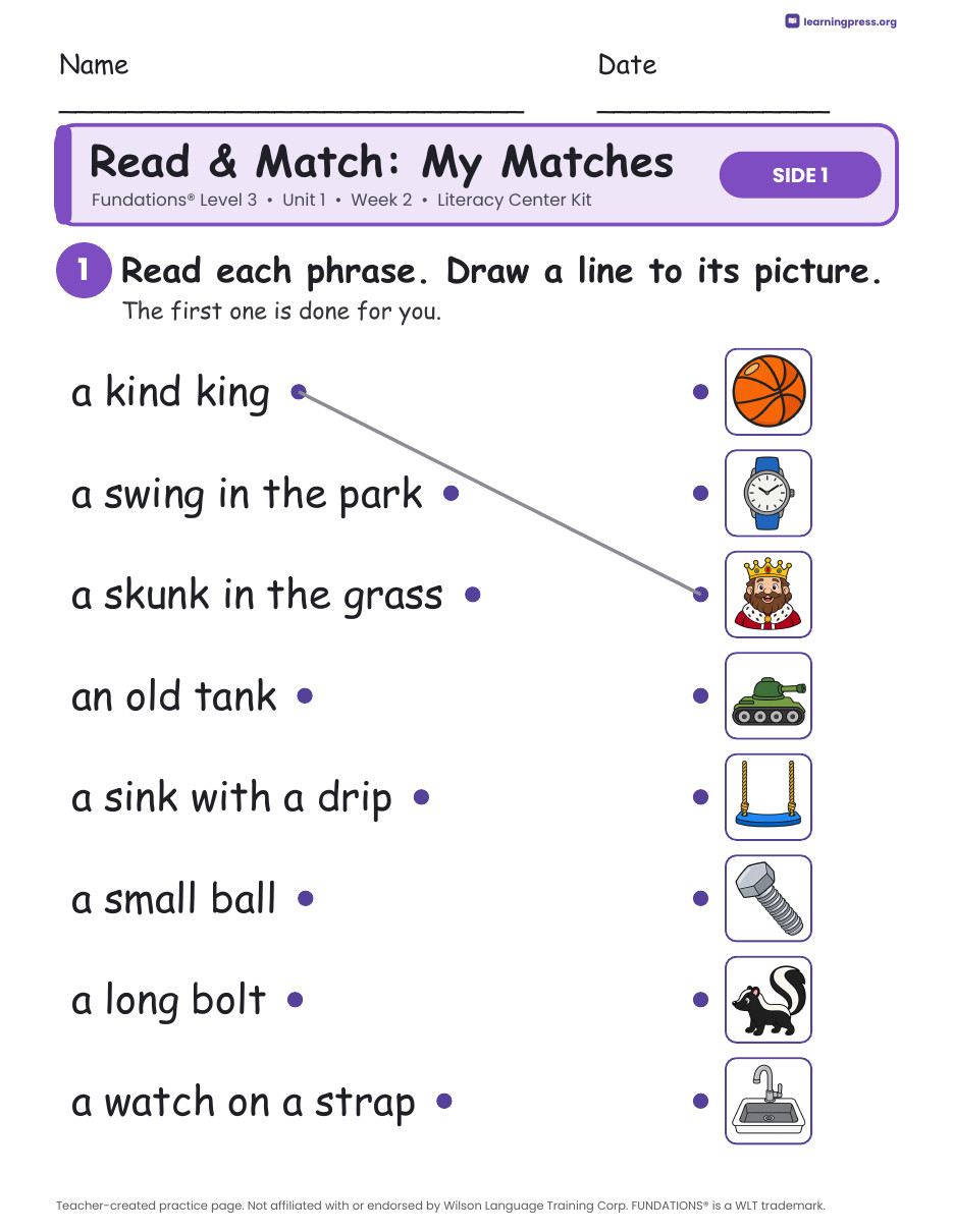 Preview page 3 of Fundations Level 3 Unit 1 Week 2 Literacy Center Kit