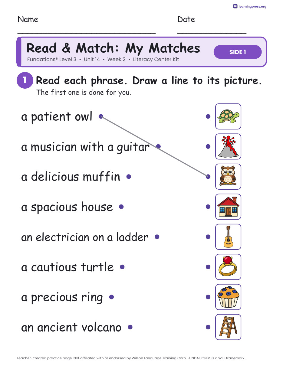 Preview page 3 of Fundations Level 3 Unit 14 Week 2 Literacy Center Kit