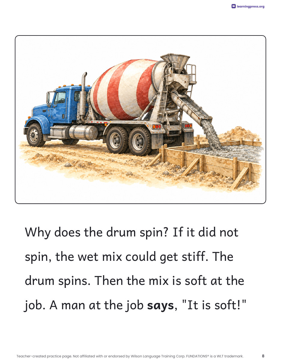 Preview page 2 of Fundations®-Aligned Decodable Nonfiction Book · Level 1 Unit 9: Trucks