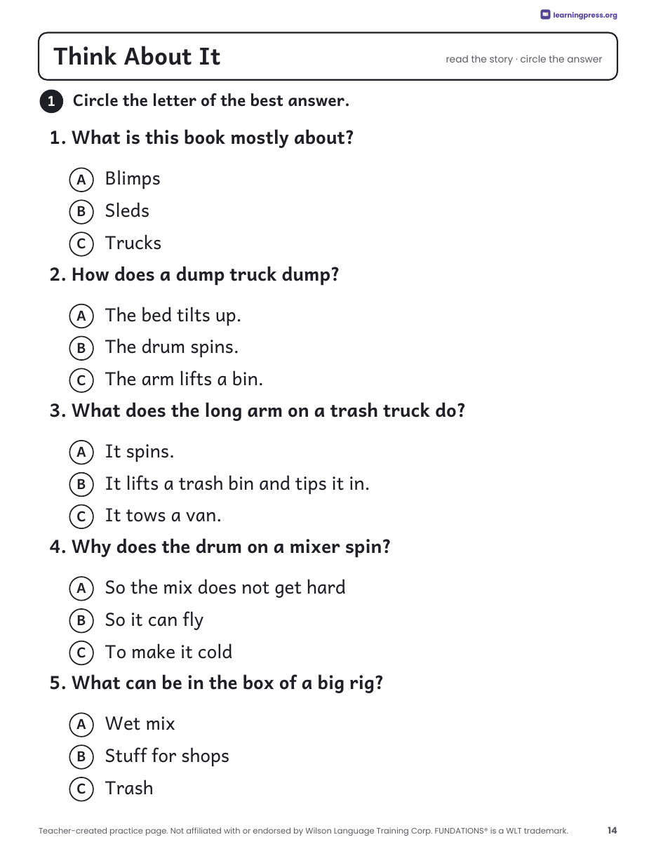 Preview page 3 of Fundations®-Aligned Decodable Nonfiction Book · Level 1 Unit 9: Trucks
