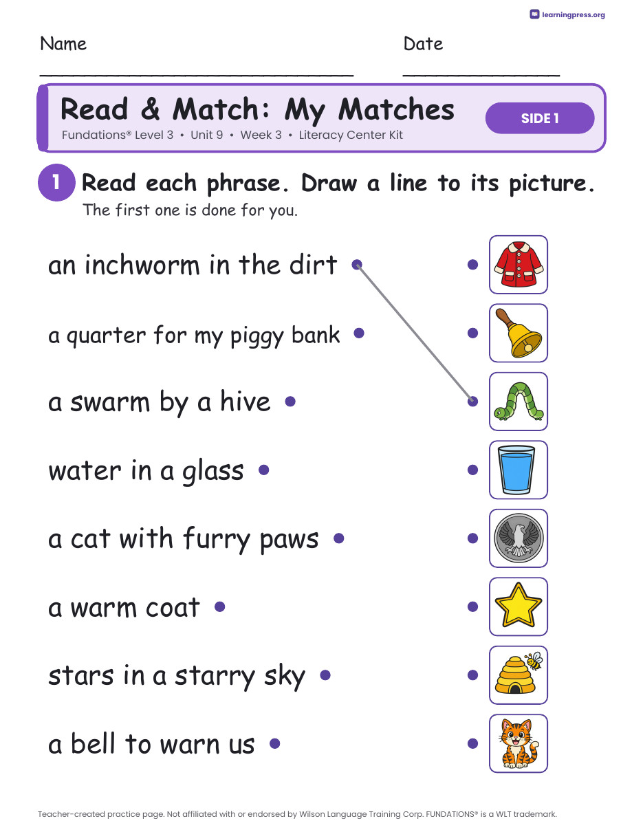 Preview page 3 of Fundations Level 3 Unit 9 Literacy Center Kits Bundle (3 Weeks)