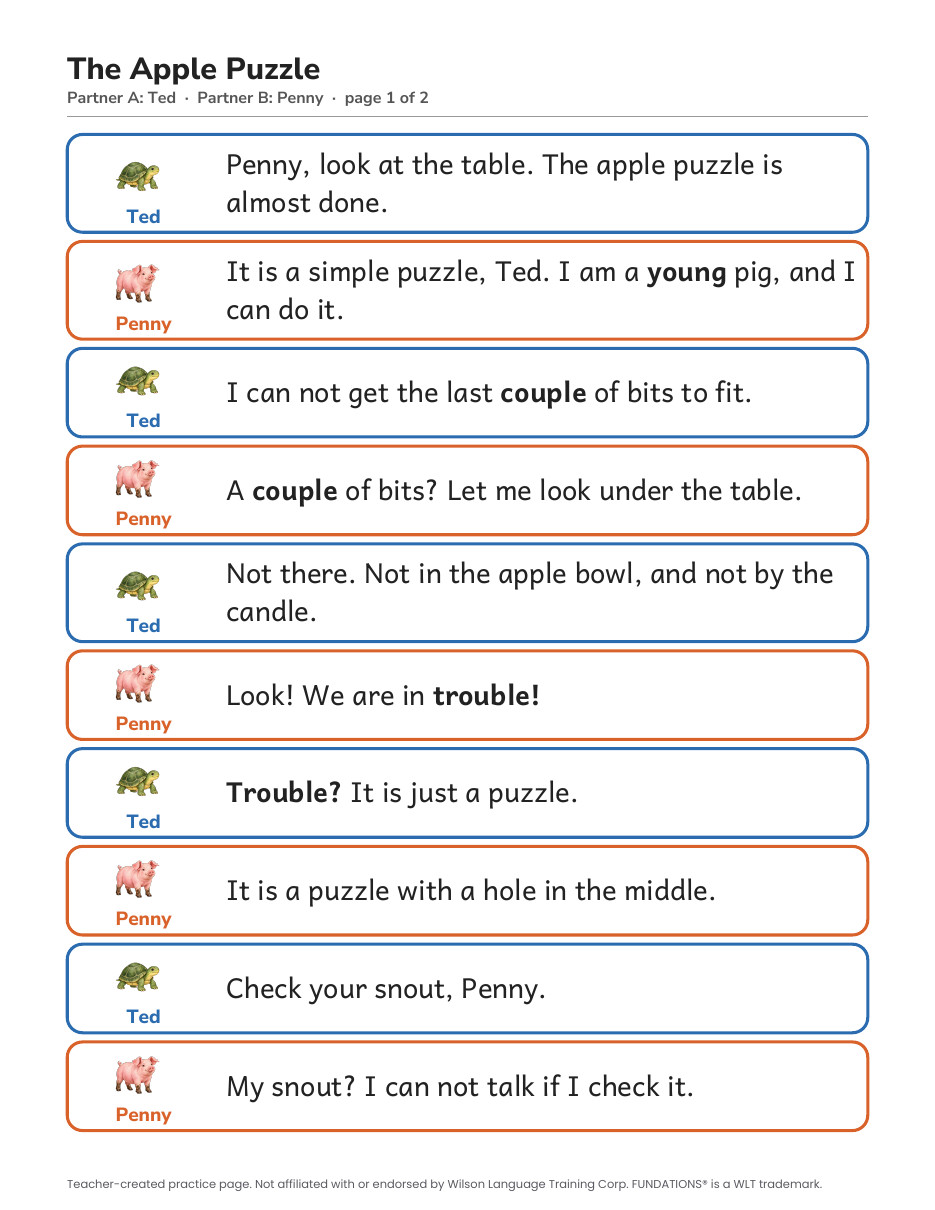 Preview page 2 of Fundations-Aligned Partner Reader's Theater · Level 2 Unit 17