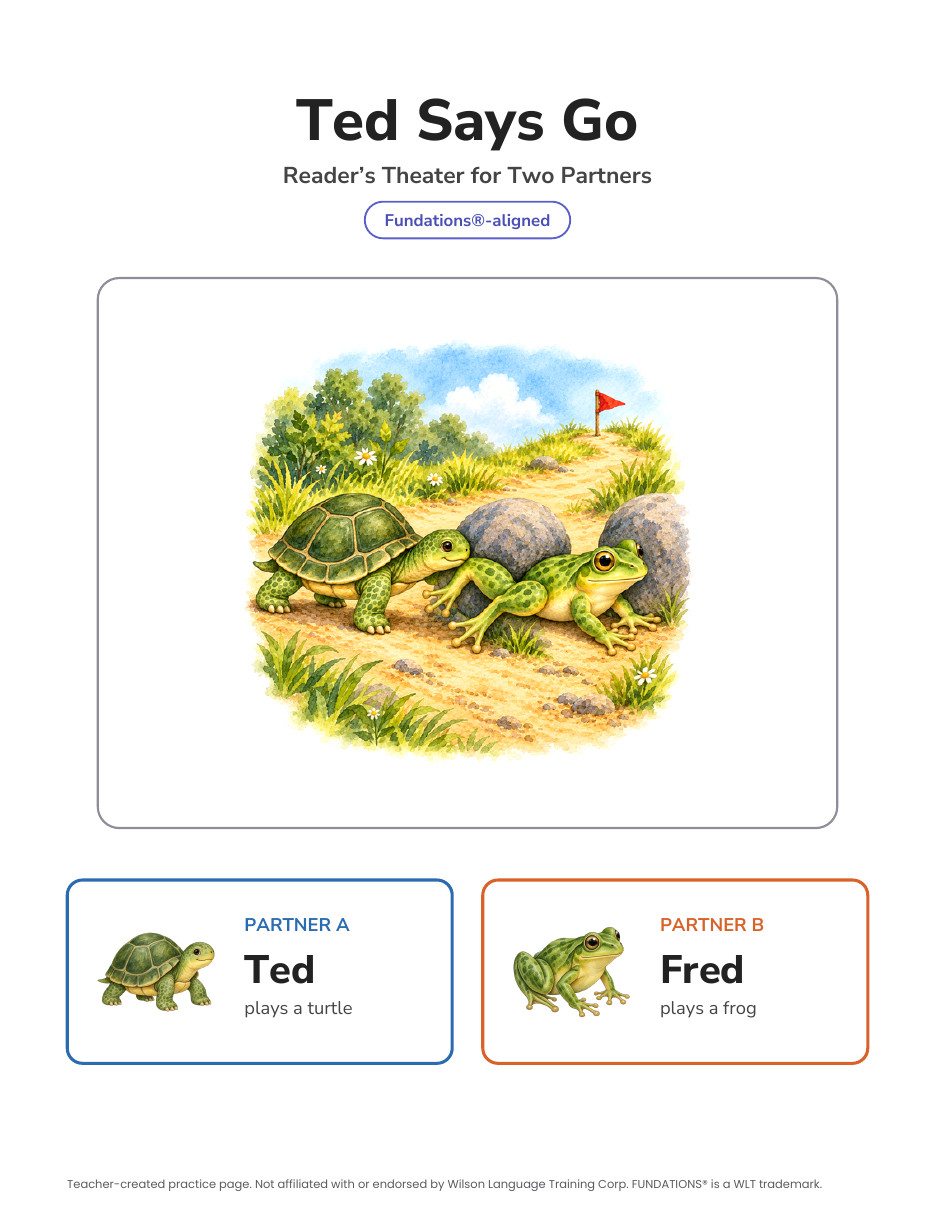 Preview page 1 of Fundations-Aligned Partner Reader's Theater · Level 1 Unit 9