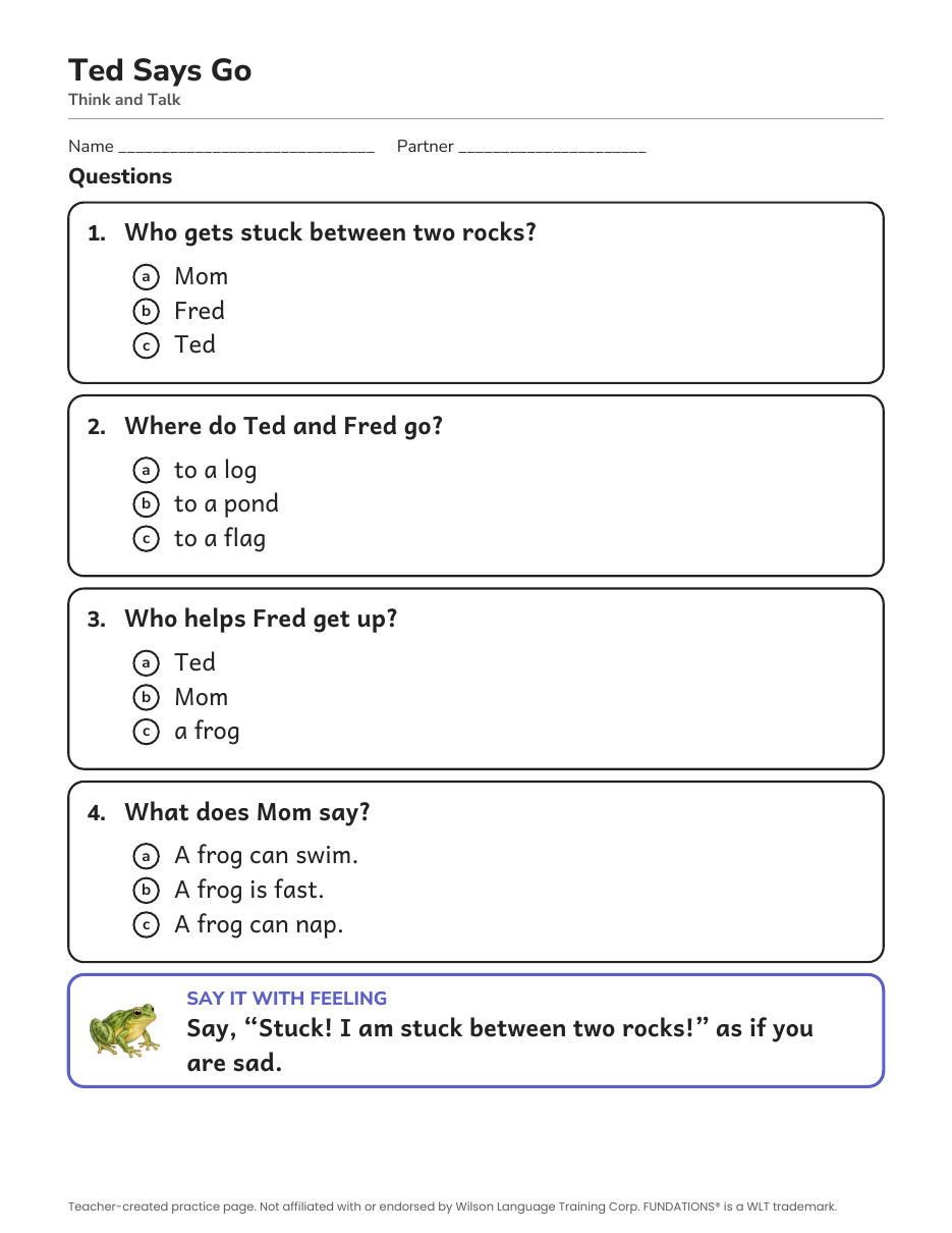 Preview page 3 of Fundations-Aligned Partner Reader's Theater · Level 1 Unit 9